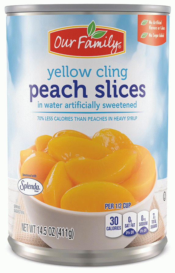 Our Family  peach slices in water artificially sweetened, yellow cling Full-Size Picture